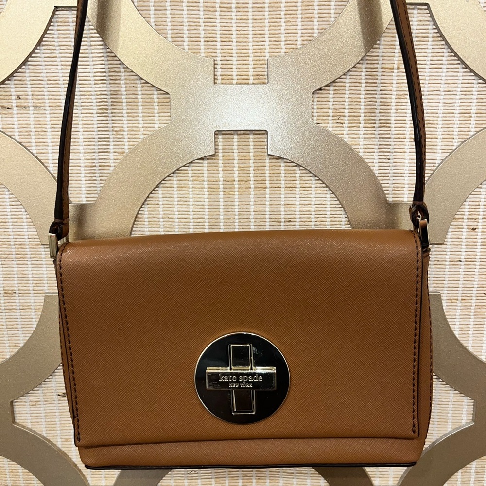 Kate Spade Brown Crossbody Bag with Flap Closure